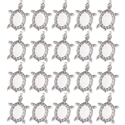 20 Stück Anhänger 18 x 25 mm Oval Cabochons Base Blank Lünette Anhänger Tablett Kamee Lünette Cabochon for Fotoanhänger Schmuckherstellung(Antique Silver) von AEVQWEZNC