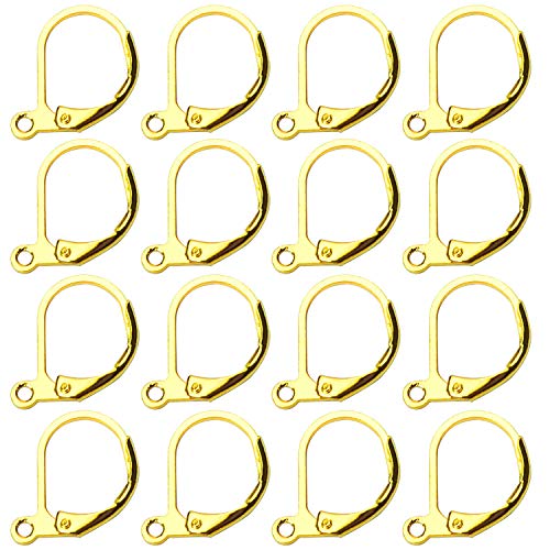 200 Stück Leverback-Ohrringhaken, hypoallergen, französisch, baumelnde Ohrhaken mit Schlaufe, 10 x 15 mm, vergoldetes Messing, Ohrringteile, Schmuckherstellung(Gold) von AEVQWEZNC