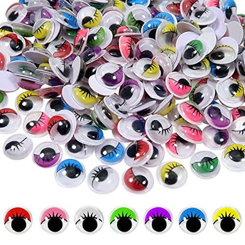 210 Stück 10 mm Wackelaugen aus Kunststoff, selbstklebend, mit Wimpern, verschiedene Farben, runde Bastelaufkleber, Augen for DIY, Kunst, Scrapbooking, Dekoration(10mm) von AEVQWEZNC