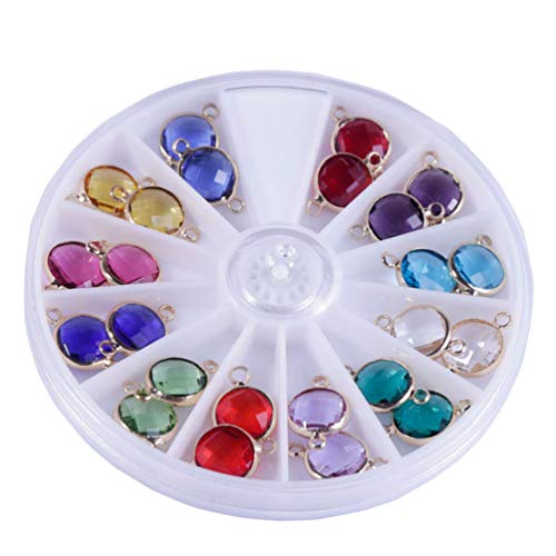 24 Stück 10 mm Glas-Geburtssteine ​​​​Charms Anhänger 12 Farben Sternzeichen Schmuck Charms Kristall Edelstein Charms Perle for DIY Handwerk Halskette Armband Herstellung Zubehör von AEVQWEZNC