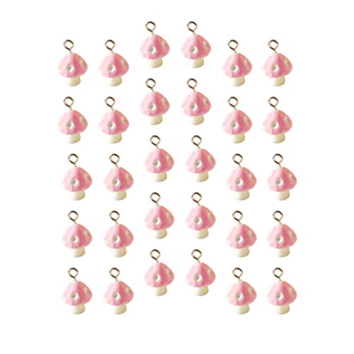 30 Stück Mini bunter Pilz-Anhänger Charms niedliche Miniatur-Perlen-Ornamente for Basteln (rot)(Pink) von AEVQWEZNC