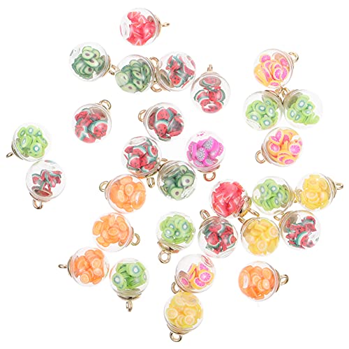 30 Stück bunte Glaskugel-Charms, Kristallanhänger, Schmuckherstellung, Zubehör mit glänzenden Sternen, Pailletten, Pfirsichherz, Pailletten for DIY-Halsketten-Armband-Handwerk(As Shown 2) von AEVQWEZNC