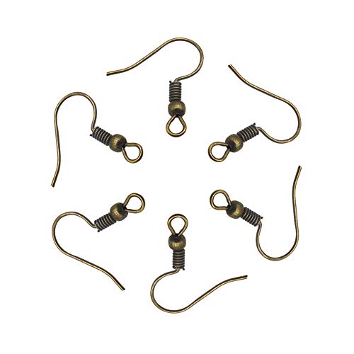 300 Stück Ohrringhaken Hypoallergene französische Ohrhaken mit Kugel und Spule 18 mm k goldfarbene Fischhakenohrringe zur Herstellung von Schmuckzubehör(Bronze) von AEVQWEZNC