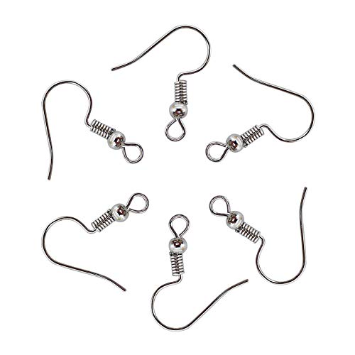 300 Stück Ohrringhaken Hypoallergene französische Ohrhaken mit Kugel und Spule 18 mm k goldfarbene Fischhakenohrringe zur Herstellung von Schmuckzubehör(Platinum) von AEVQWEZNC