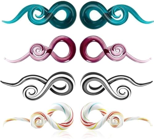 4 Pairs Glass Ear Tapers Plugs Spiral Glass Tapers with Jellyfish Note Shape Ear Expander Plugs Glass Ear Piercing Tunnel Gauges 5-12mm00G: 10mm(00G: 10mm) von AEVQWEZNC