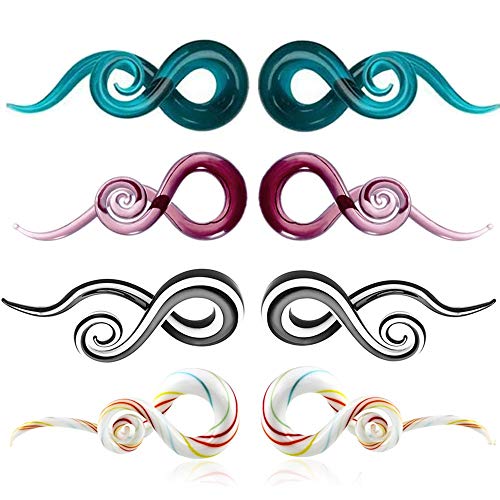 4 Pairs Glass Ear Tapers Plugs Spiral Glass Tapers with Jellyfish Note Shape Ear Expander Plugs Glass Ear Piercing Tunnel Gauges 5-12mm00G: 10mm(0G: 8mm) von AEVQWEZNC