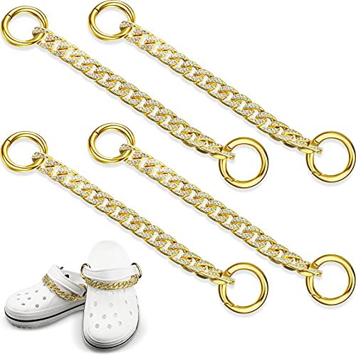 4 Stück Kristall-Schuh-Charms Kette Metallkette Schuhdekoration Zubehör DIY Schuhketten-Dekorationen for Ihren Freund Familie Kindergeburtstagsfeier(Gold) von AEVQWEZNC