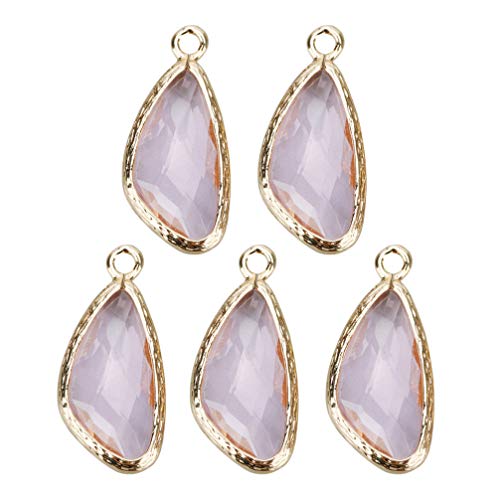 5 STÜCKE Kristallperlen Charms Kristallglas Stein Anhänger Charms Unregelmäßige Heilstein Charms for die Herstellung von Halskettenschmuck(Light Pink) von AEVQWEZNC