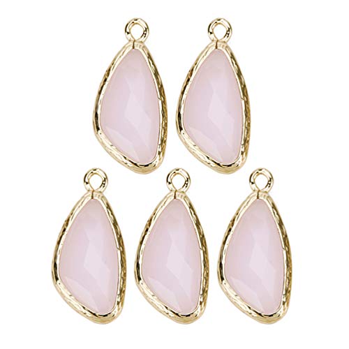 5 STÜCKE Kristallperlen Charms Kristallglas Stein Anhänger Charms Unregelmäßige Heilstein Charms for die Herstellung von Halskettenschmuck(Pink) von AEVQWEZNC