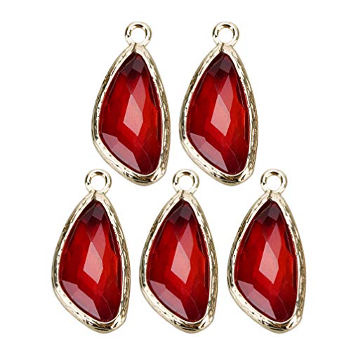 5 STÜCKE Kristallperlen Charms Kristallglas Stein Anhänger Charms Unregelmäßige Heilstein Charms for die Herstellung von Halskettenschmuck(Red) von AEVQWEZNC