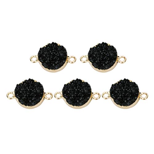 5 Stück Harz Glitter Charm zarte DIY glänzende Anhänger Armband Charm Connector Schmuckherstellung hängendes Zubehör runder Anhänger(Black) von AEVQWEZNC