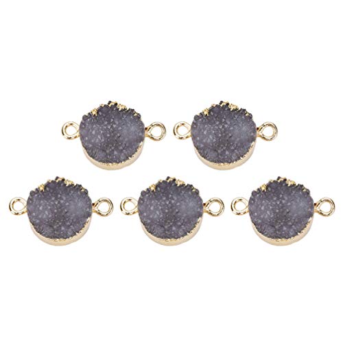 5 Stück Harz Glitter Charm zarte DIY glänzende Anhänger Armband Charm Connector Schmuckherstellung hängendes Zubehör runder Anhänger(Grey) von AEVQWEZNC