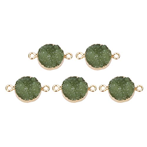5 Stück Harz Glitter Charm zarte DIY glänzende Anhänger Armband Charm Connector Schmuckherstellung hängendes Zubehör runder Anhänger(Olive Green) von AEVQWEZNC