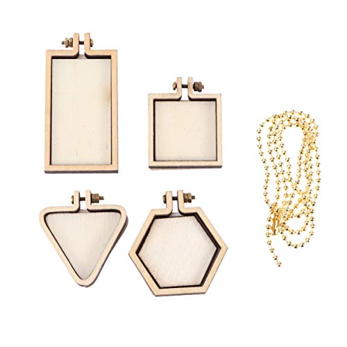 5 x Stickrahmen, Mini, oval, Kreuzstich, Ring mit Kette, Holzimitat, Präsentationsrahmen for Kunsthandwerk, praktisches Nähen, Aufhängen(Geometric) von AEVQWEZNC