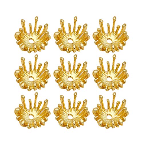 50 Stück Blume Perlenkappen Zwischenperlen Endkappe Perlenabdeckung for DIY Charms Anhänger Basteln Armband Halskette Schmuckherstellung 14mm Golden(Golden) von AEVQWEZNC