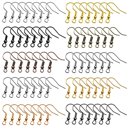 700 Stück Ohrringhaken Hypoallergene französische Ohrhaken mit Kugel und Spule 10 Farben 18 mm Nickelfreier Metall-Angelhaken Ohrringe Herstellung von Schmuckzubehör(Multicolor) von AEVQWEZNC