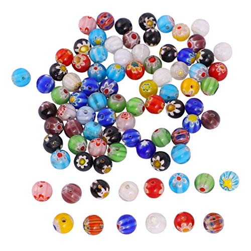 80 runde Glasperlen for die Schmuckherstellung Erwachsene Crackle Lampwork Perlen Lose Perlen Sortiment for Armbänder Halsketten Anhänger 10mm(0.6X0.6CM) von AEVQWEZNC