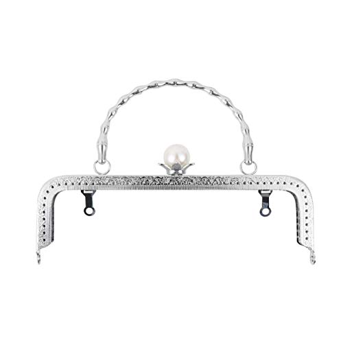 Metall Geldbörse Rahmen Münzbeutel Kuss Verschluss Verschluss Vintage Perle Geldbörse Griff for DIY Tasche Handwerk Nähen Material(Silver) von AEVQWEZNC