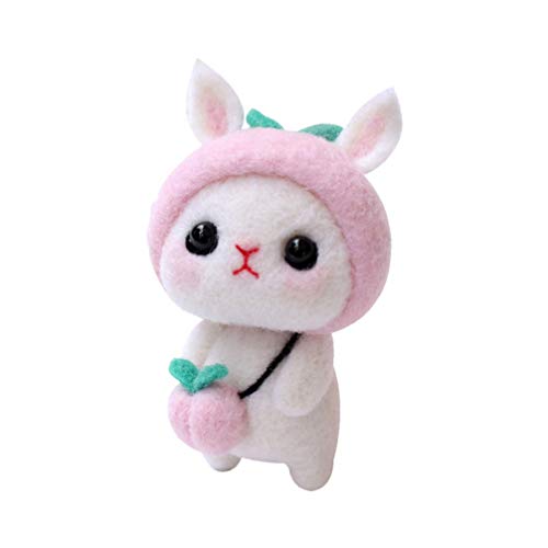 Tier-Nadelfilz-Starter-Set Handgemachtes Plüsch-Tier-Kaninchen-Häschen-Puppe-Nadelfilz-Woll-Set for Kinder Erwachsene Ostern-Party-Valentinstag-Geschenk(Pink Peach) von AEVQWEZNC