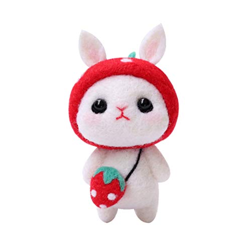 Tier-Nadelfilz-Starter-Set Handgemachtes Plüsch-Tier-Kaninchen-Häschen-Puppe-Nadelfilz-Woll-Set for Kinder Erwachsene Ostern-Party-Valentinstag-Geschenk(Red Strawberry) von AEVQWEZNC