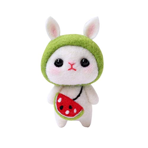 Tier-Nadelfilz-Starter-Set Handgemachtes Plüsch-Tier-Kaninchen-Häschen-Puppe-Nadelfilz-Woll-Set for Kinder Erwachsene Ostern-Party-Valentinstag-Geschenk(Watermelon) von AEVQWEZNC