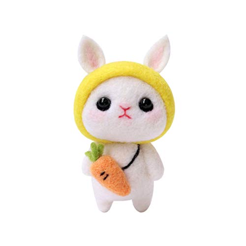 Tier-Nadelfilz-Starter-Set Handgemachtes Plüsch-Tier-Kaninchen-Häschen-Puppe-Nadelfilz-Woll-Set for Kinder Erwachsene Ostern-Party-Valentinstag-Geschenk(Yellow Carrot) von AEVQWEZNC