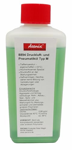 (38€/L) 250ml Äronix ÄROlube 8894 Spezial Druckluft Pneumatik Öl mineralisch –33°C ölen Öler Pneumatiköl Druckluftöl für Druckluftwerkzeuge von Äronix
