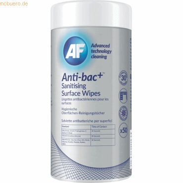 AF Oberflächenreinigungstücher Anti-bac+ Spenderdose VE=50 Stück von AF