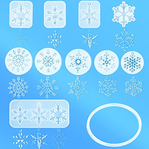 AFASOES 10 Stück Weihnachten Schneeflocken Harzformen mit 100 M Nylon Seil Resin Mold Silikonform Schneeflocke Schmuck DIY Epoxidharz Formen Weihnachten Anhänger Harz Formen für Modellieren & Gießen AFASOES 10 Stück Weihnachten Schneeflocken Harzformen mit 100 M Nylon Seil Resin Mold Silikonform Schneeflocke Schmuck DIY Epoxidharz Formen Weihnachten Anhänger Harz Formen für Modellieren & Gießen von AFASOES