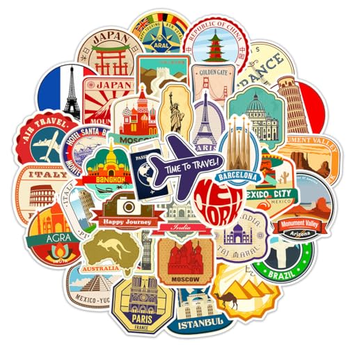 AFCJLTO 50 Stück Welt Reise Aufkleber, Globale Berühmte Land Stadt Symbole Sehenswürdigkeiten Stickers,Vintage Vinyl Stickers Wasserdicht Ästhetisch Aufkleberfür Laptop Handy Bücher Buch Book AFCJLTO 50 Stück Welt Reise Aufkleber, Globale Berühmte Land Stadt Symbole Sehenswürdigkeiten Stickers,Vintage Vinyl Stickers Wasserdicht Ästhetisch Aufkleberfür Laptop Handy Bücher Buch Book von AFCJLTO