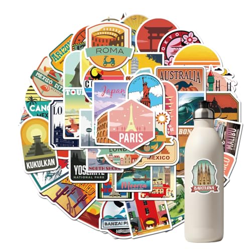 AFCJLTO 50 Stück Welt Reise Aufkleber,Reise Aufkleber Wasserflaschen Laptop Telefon Gitarre Skateboard Computer Koffer Fahrrad Retro Vintage Stickers für Jugendliche Kinder Erwachsene AFCJLTO 50 Stück Welt Reise Aufkleber,Reise Aufkleber Wasserflaschen Laptop Telefon Gitarre Skateboard Computer Koffer Fahrrad Retro Vintage Stickers für Jugendliche Kinder Erwachsene von AFCJLTO