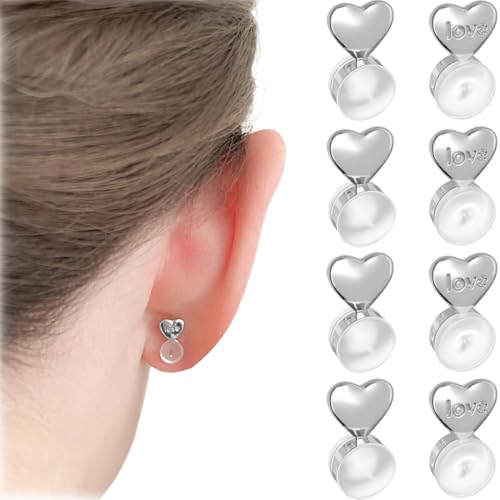AFCJLTO 8 Stück Sichere Ohrring-Verschlüsse für Ohrstecker, Herz OhrringaufzügeSilikon-Ohrring-Ersatz für Ohrstecker/hängende Ohren, hypoallergene Ohrring-Verschlüsse(Silber) von AFCJLTO