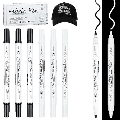 AFEION 6 Stück Textilstifte Waschmaschinenfest, Weiß und Schwarz Dual Tip Textilmarker, 1-5mm Stoff stifte waschfest Textilmarker, Textilfarbe Stoffmalstifte für T-Shirt Textilien AFEION 6 Stück Textilstifte Waschmaschinenfest, Weiß und Schwarz Dual Tip Textilmarker, 1-5mm Stoff stifte waschfest Textilmarker, Textilfarbe Stoffmalstifte für T-Shirt Textilien von AFEION