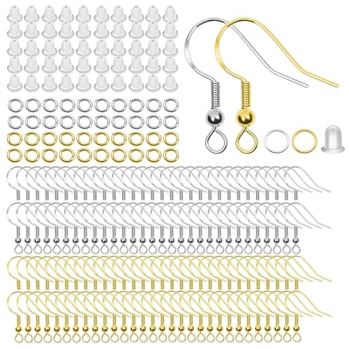 AFEION 600 Stück Ohrringe Selber Machen Set, 925 Silber und Gold Ohrhaken,Hypoallergene Ohrhaken,Basteln Zubehör für DIY Ohrhänger Schmuckherstellung Ohring Zubehör von AFEION