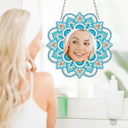 AFEION Diamant Painting Spiegel,Geschenke Mädchen 5D Diamond Make-up Spiegel Rund Bastelset,Geschenk Mädchen 6-12 Jahre, Kreatives Basteln Mädchen 6 7 8 9 10 Jahre von AFEION