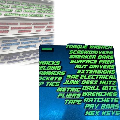 Toolbox Drawer Tags, 3D Magnetic Tool Box Organizer Labels, Mini Reusable Toolbox Drawers Organization Labels Badge Stickers, Easy to Read Printing Fits All Steel Tool Box Drawers (Green) von AFGQIANG