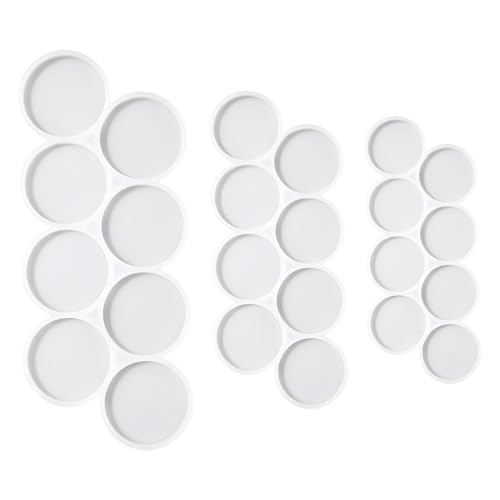 AFINSEA Silikonform mit 32 Mulden, flache runde Schlüsselanhänger-Silikonform, Ohrringe, Anhänger, Silikonform für Harz (5,1 cm, 4,4 cm, 3,8 cm, 3,2 cm), 4 Stück von AFINSEA