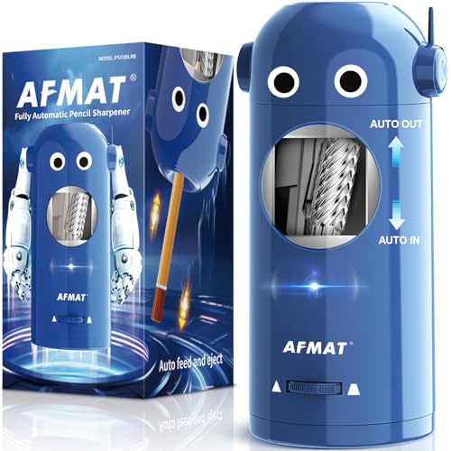 AFMAT Elektrischer Bleistiftspitzer für Buntstifte, 7–11,5 mm, automatisches Ein- und Ausschalten, vollautomatisch, wiederaufladbar, freihändiger Bleistiftspitzer, blau, RB von AFMAT