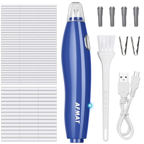 AFMAT Elektrischer Radiergummi, Automatischer Radiergummi Radierstift,Tragbarer Elektrischer Radierer USB, 140 Stück Ersatzradiergummis, Wiederaufladbar Elektro-Radierer für Zeichnen, Skizzieren Blau von AFMAT