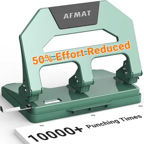 AFMAT Robuster 3-Lochstanzer, 40 Blatt, Dreilochstanzer, strapazierfähig, 50 % reduzierter Aufwand, 10.000 + Stanzzeiten, Metall-Lochstanzer, 3 Ringe mit großem Tablett, integrierte SS-Papierführung AFMAT Robuster 3-Lochstanzer, 40 Blatt, Dreilochstanzer, strapazierfähig, 50 % reduzierter Aufwand, 10.000 + Stanzzeiten, Metall-Lochstanzer, 3 Ringe mit großem Tablett, integrierte SS-Papierführung von AFMAT