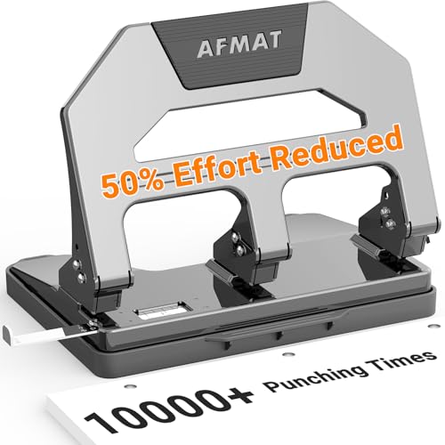 AFMAT Robuster 3-Lochstanzer, 40-Blatt-Papierstanzer, strapazierfähig, 50 % reduzierter Aufwand, Dreilochstanzer, 10.000 + Stanzzeiten, Metall-Lochstanzer, 3 Ringe mit großem Tablett, integrierte AFMAT Robuster 3-Lochstanzer, 40-Blatt-Papierstanzer, strapazierfähig, 50 % reduzierter Aufwand, Dreilochstanzer, 10.000 + Stanzzeiten, Metall-Lochstanzer, 3 Ringe mit großem Tablett, integrierte von AFMAT