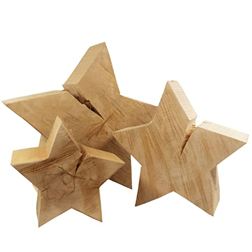Holzstern Akazienholz, handgefertigt, 28 x 28 cm x 11 cm stark - besonders standfest – weihnachtliche Holzfigur, natürliche Dekoration für Innen und Außen von AFP