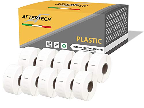 Aftertech 10 x 11352P 25 x 54 mm Rollen wasserdichte Kunststoff-Etiketten kompatibel (500 Etiketten/Rolle = 5000 insgesamt) für Dymo LabelWriter 10 x 11352PLA von AFTERTECH