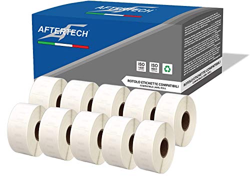 Aftertech 10 x 11355 abnehmbare Rollen 19 x 51 mm Klebeetiketten kompatibel (500 Etiketten/Rolle = 5000 insgesamt) für Dymo LabelWriter Seiko SLP Etikettendrucker 10 x 11355R von AFTERTECH