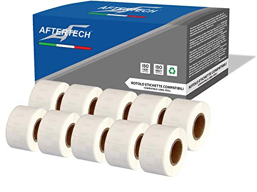 Aftertech 10x 99010 28x89mm Rollen kompatible Klebeetiketten (130 Etiketten/Rolle = 1300 insgesamt) für Dymo LabelWriter Seiko SLP Etikettendrucker S0722370 10x99010 von AFTERTECH