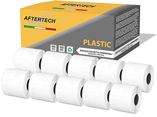 Aftertech 10 x 99014P 54 x 101 mm Rollen wasserdichte Kunststoff-Etiketten, kompatibel (220 Etiketten/Rolle = 2200 insgesamt) für Dymo LabelWriter 10 x 99014PLA von AFTERTECH