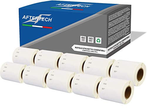 Aftertech 10x 14681 57est x15int mm Rollen für CDRO-Etiketten kompatibel (300 Etiketten/Rolle = 3000 insgesamt) für Dymo LabelWriter Seiko SLP Etikettendrucker S0719250 10x14681 von AFTERTECH