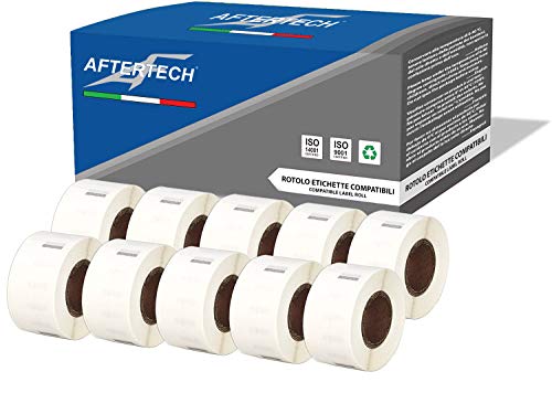 Aftertech 10x 99017 12,5x51mm Rollen kompatible Klebeetiketten (220 Etiketten/Rolle = 2200 insgesamt) für Dymo LabelWriter Seiko SLP Etikettendrucker S0722460 10x99017 von AFTERTECH