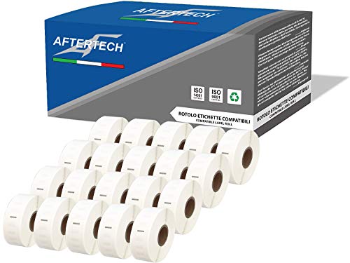 Aftertech 20 x 11352 25 x 54 mm kompatible Klebeetiketten (500 Etiketten/Rolle = 10000 insgesamt) für Dymo LabelWriter Seiko SLP Etikettiermaschinen S0722520 20x11352 von AFTERTECH