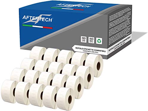 Aftertech 20 x 11355 19 x 51 mm kompatible Etiketten (500 Etiketten/Rolle = 10000 insgesamt) für Dymo LabelWriter Seiko SLP Etikettendrucker S0722550 20 x 11355 von AFTERTECH